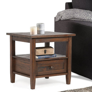 English Elm Warm Shaker Solid Wood 20" End Table With Hidden Storage In Distressed Charcoal For Modern Spaces B136P159702-GIGA