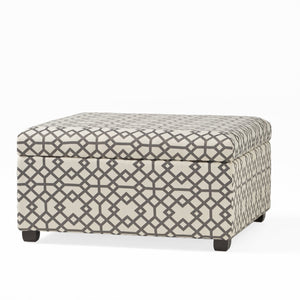 English Elm Richmond Square Storage Ottoman Geometric Patterned Fabric Lift Top Living Room 60266.00