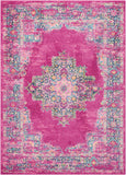 Nourison Passion PSN03 Machine Made Power-loomed Ornamental Border Indoor Only Bohemian Vintage Rug Fuchsia, Pink 100% Polypropylene 99446387653