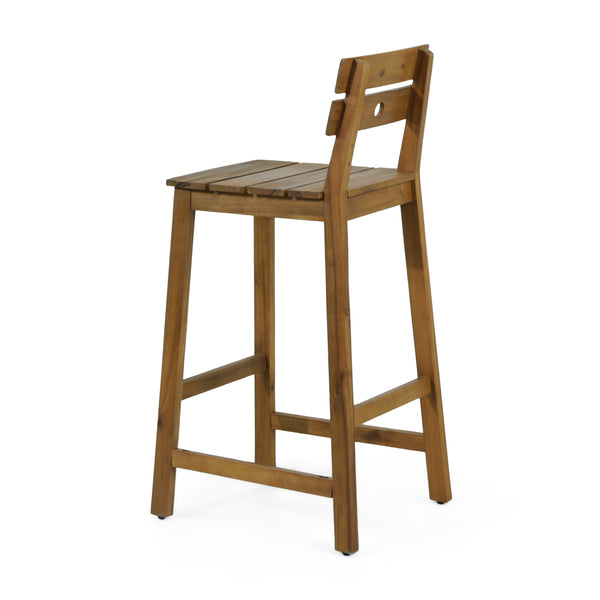 English Elm Christopher Knight Home® - ASHLYN Acacia Barstools Set of 2 - Rustic Teak Finish Outdoor/Indoor Stools with Backs, 400 lb Capacity 71890.00