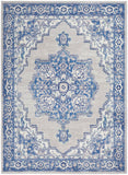 Nourison Whimsicle WHS03 Machine Made Power-loomed Ornamental Border Indoor Only Farmhouse Bohemian Rug Grey Blue, Grey Blue 100% Polypropylene 99446831453