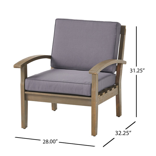 English Elm Christopher Knight Home® - Peyton Club Chair - Durable Acacia Wood Frame With Water-Resistant Cushions For Ultimate Outdoor Comfort 57973.00GRY