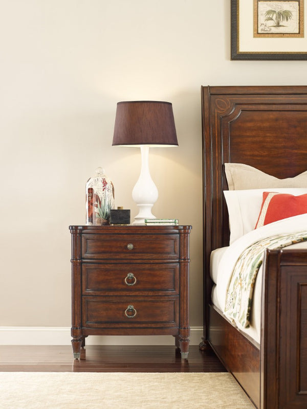 Hooker Furniture Charleston Maraschino Cherry Three-Drawer Nightstand With Soft-Close Drawers, Felt Liner, Usb Charging Dark Brown 6750-90015-85