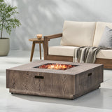 Christopher Knight Home® Noble House Wellington Square Iron Wood Pattern Fire Pit -50,000 Btu Tank Outside