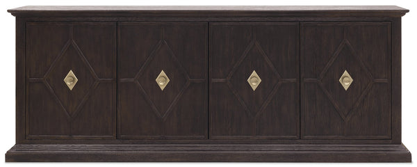 Hooker Furniture Driftwood Oak Credenza with Wine Storage and Media Shelves for Rustic Living Rooms 6820-55490-99