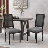 Christopher Knight Home® - Noble House - Regina French Country Wood and Cane Upholstered Dining Chair (Set of 2)