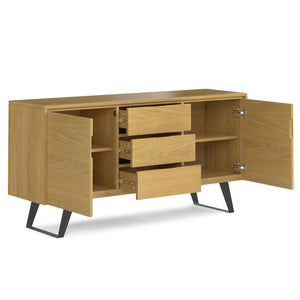 English Elm Lowry - Modern Industrial Sideboard Buffet In Warm Oak Veneer With Durable Storage Solutions B136P158871