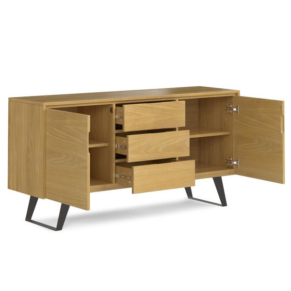 English Elm Lowry - Modern Industrial Sideboard Buffet In Warm Oak Veneer With Durable Storage Solutions B136P158871