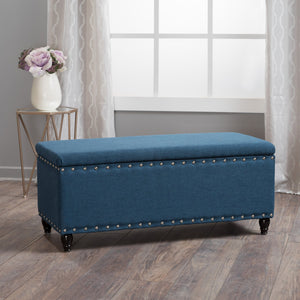 English Elm Storage Ottoman Bench with Hinged Lid Padded Seat Living Room Coffee Table 60581.00DBL