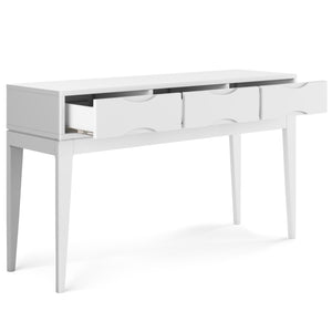 English Elm Harper Console Sofa Table - Mid-Century Inspired Design, White Finish, Versatile Storage Solution B136P158709