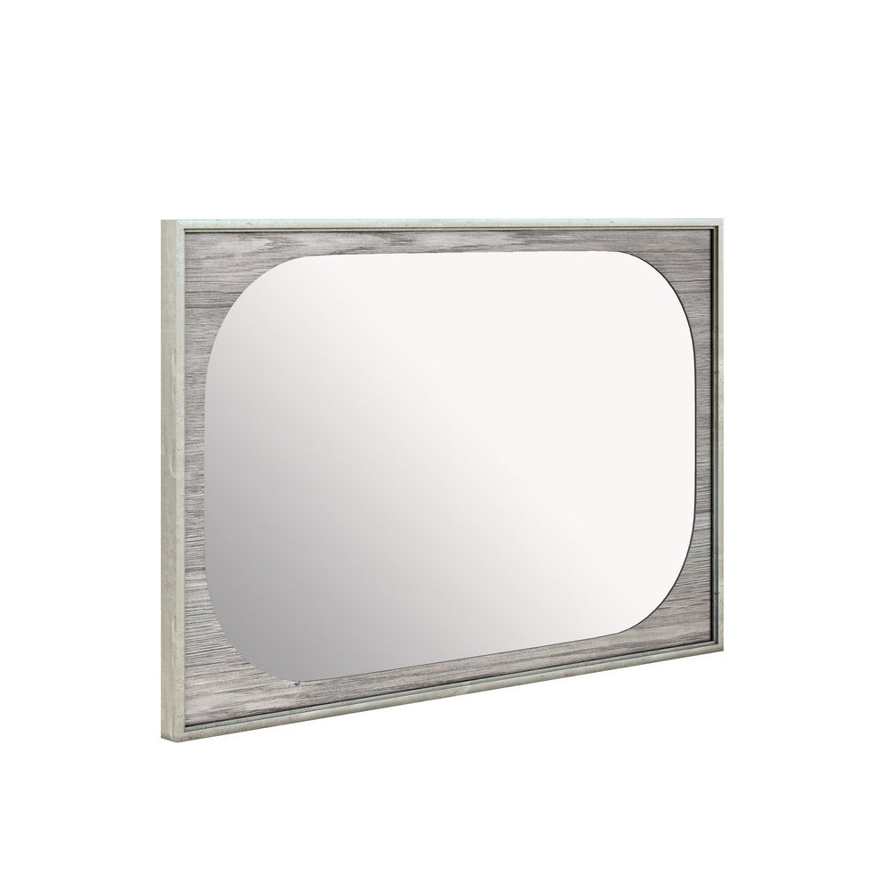 A.R.T. Furniture Vault Landscape Mirror - Versatile Wall Art In Mink Finish With Antique Silver Trim For Any Space Gray Parawood Solids,White Oak Veneers,Glass 285121-2354