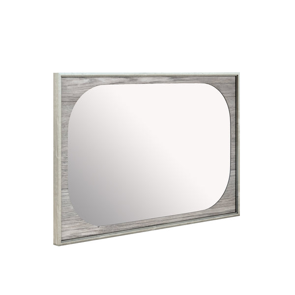 A.R.T. Furniture Vault Landscape Mirror - Versatile Wall Art In Mink Finish With Antique Silver Trim For Any Space Gray Parawood Solids,White Oak Veneers,Glass 285121-2354