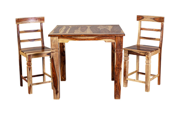 Porter Designs Porter Taos Solid Sheesham Wood 54" Square Counter Table - Timeless Craftsmanship & Artful Design Natural Wood 07-196-08-9027nl