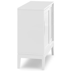 English Elm Harper Mid-Century 30" Solid Hardwood Low Storage Cabinet with Sliding Doors, Eco-Friendly Finish White B136P158710