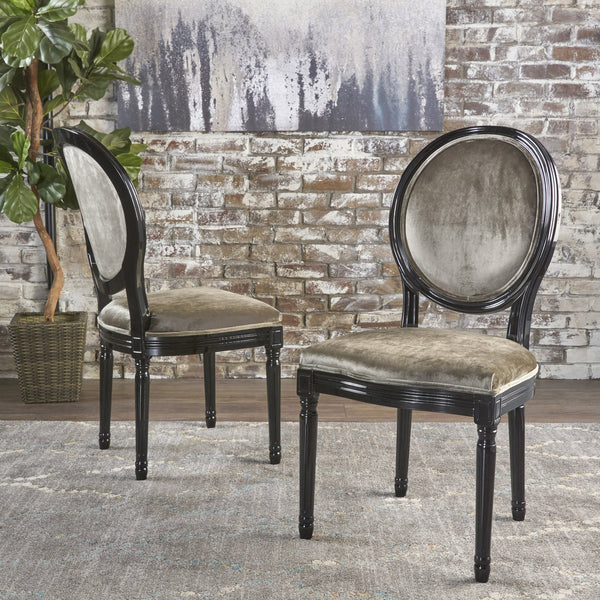 English Elm Christopher Knight Home® - Kd Dining Chair - Elegant Grey Velvet Upholstered Seat With Iconic Round Backrest & Fluted Legs 60352.00NVLT