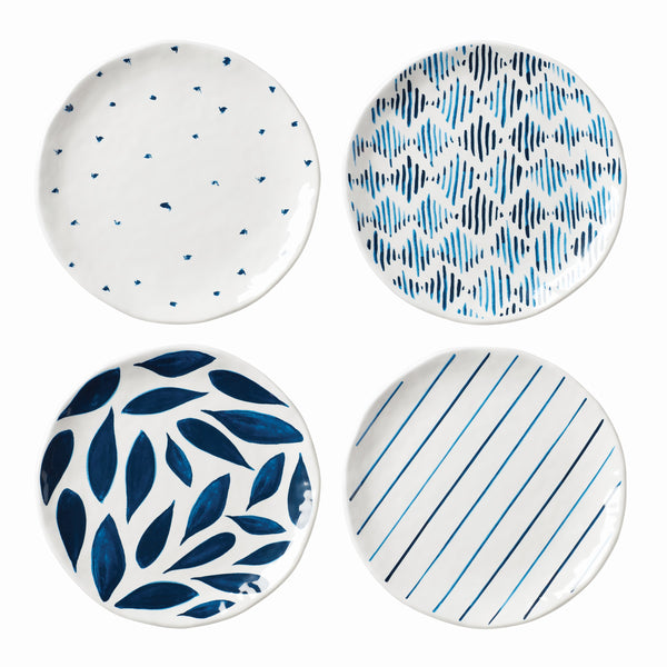 Lenox Blue Bay Melamine Assorted Accent Plates, Set of 4 Multi, WHITE MELAMINE 895235