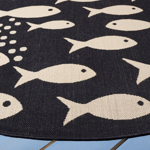 Safavieh Courtyard 6012 CY6012 Power Loomed Indoor / Outdoor Rug Black / Beige CY6012-256-25