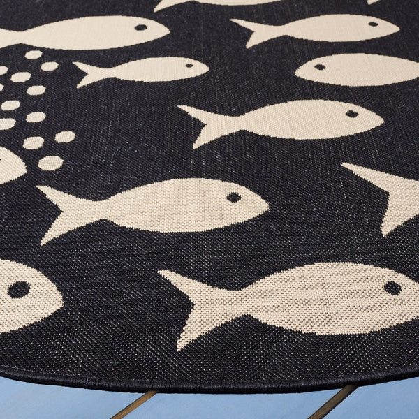 Safavieh Courtyard 6012 CY6012 Power Loomed Indoor / Outdoor Rug Black / Beige CY6012-256-25