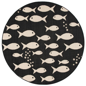 Safavieh Courtyard 6012 CY6012 Power Loomed Indoor / Outdoor Rug Black / Beige CY6012-256-25