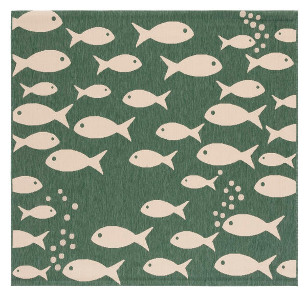 Safavieh Courtyard 6012 CY6012 Power Loomed Indoor / Outdoor Rug Dark Green / Ivory CY6012-322-5SQ