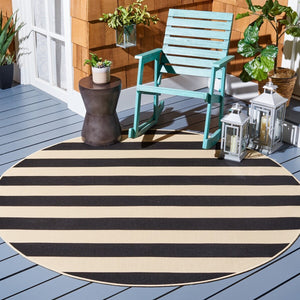 Safavieh Courtyard 6812 Power Loomed Indoor / Outdoor Rug Beige / Black 7'-10" x 7'-10" Square