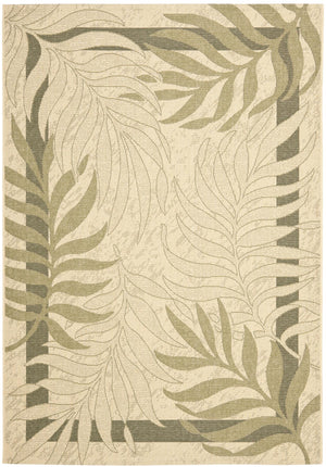Safavieh Cy7836 Power Loomed Indoor / Outdoor Rug Cream / Green 7'-10" x 7'-10" Square
