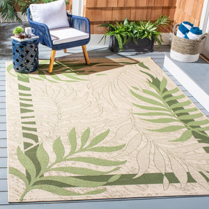 Safavieh Cy7836 Power Loomed Indoor / Outdoor Rug Cream / Green 7'-10" x 7'-10" Square