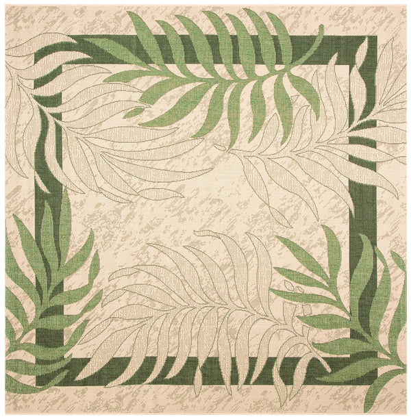 Safavieh Cy7836 Power Loomed Indoor / Outdoor Rug Cream / Green 7'-10" x 7'-10" Square