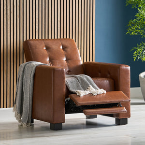 English Elm Christopher Knight Home® - RECLINER ergonomic PU leather lounge chair with plush padding and supportive design for home comfort and style Light Brown 71978.00PUCOGN