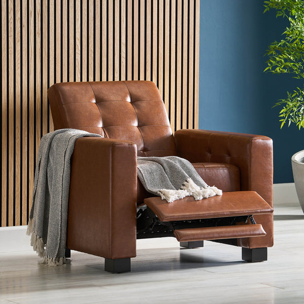 English Elm Christopher Knight Home® - RECLINER ergonomic PU leather lounge chair with plush padding and supportive design for home comfort and style Light Brown 71978.00PUCOGN