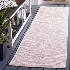Safavieh Courtyard 8000 Power Loomed Indoor / Outdoor Rug Ivory / Pink 10' x 14'