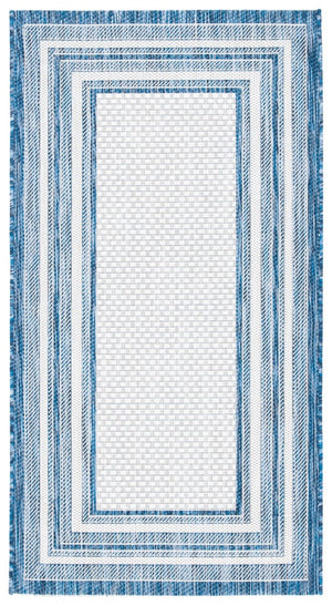 Safavieh Courtyard 8475 Power Loomed Indoor / Outdoor Rug Ivory / Navy 10' x 10' Square