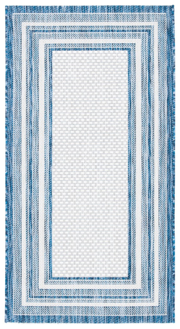 Safavieh Courtyard 8475 Power Loomed Indoor / Outdoor Rug Ivory / Navy 10' x 10' Square