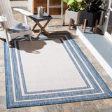 Safavieh Courtyard 8475 Power Loomed Indoor / Outdoor Rug Ivory / Navy 10' x 10' Square