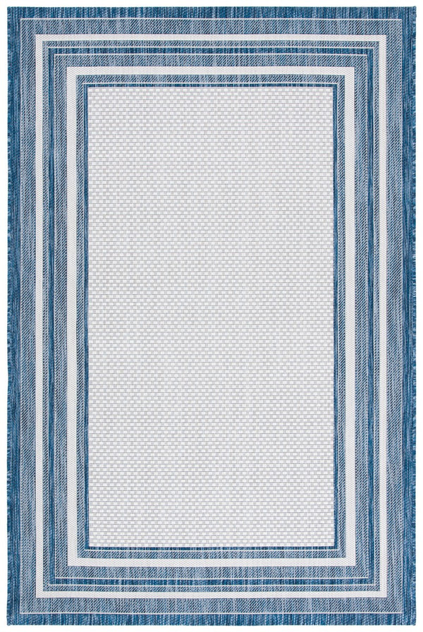 Safavieh Courtyard 8475 Power Loomed Indoor / Outdoor Rug Ivory / Navy 10' x 10' Square