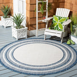 Safavieh Courtyard 8475 Power Loomed Indoor / Outdoor Rug Ivory / Navy 10' x 10' Square