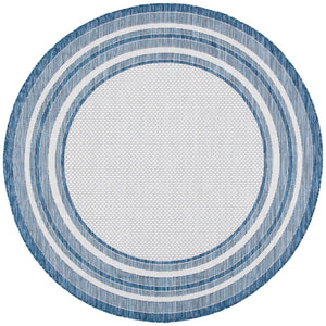 Safavieh Courtyard 8475 Power Loomed Indoor / Outdoor Rug Ivory / Navy 10' x 10' Square