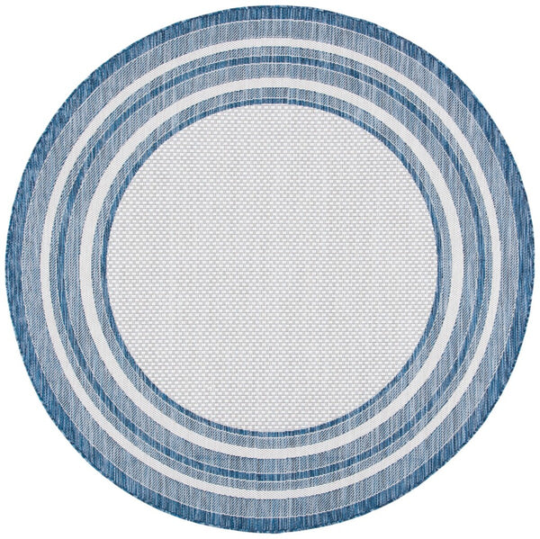 Safavieh Courtyard 8475 Power Loomed Indoor / Outdoor Rug Ivory / Navy 10' x 10' Square