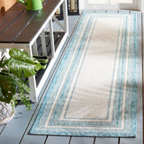 Safavieh Courtyard 8475 Power Loomed Indoor / Outdoor Rug Ivory / Aqua 10' x 14'