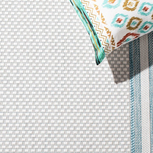 Safavieh Courtyard 8475 Power Loomed Indoor / Outdoor Rug Ivory / Aqua 10' x 14'