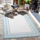 Safavieh Courtyard 8475 Power Loomed Indoor / Outdoor Rug Ivory / Aqua 10' x 14'