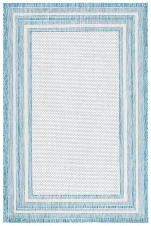 Safavieh Courtyard 8475 Power Loomed Indoor / Outdoor Rug Ivory / Aqua 10' x 14'