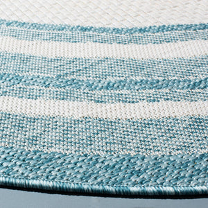 Safavieh Courtyard 8475 Power Loomed Indoor / Outdoor Rug Ivory / Aqua 10' x 14'