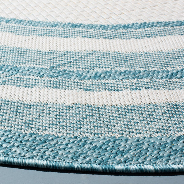 Safavieh Courtyard 8475 Power Loomed Indoor / Outdoor Rug Ivory / Aqua 10' x 14'