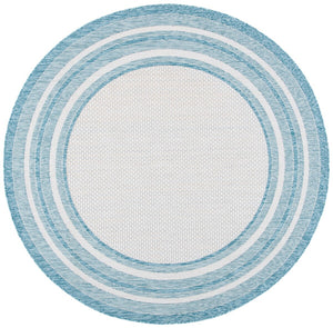 Safavieh Courtyard 8475 Power Loomed Indoor / Outdoor Rug Ivory / Aqua 10' x 14'