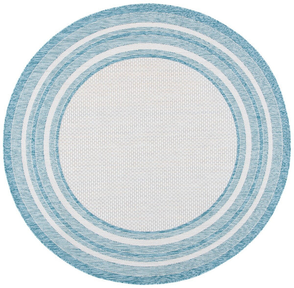 Safavieh Courtyard 8475 Power Loomed Indoor / Outdoor Rug Ivory / Aqua 10' x 14'