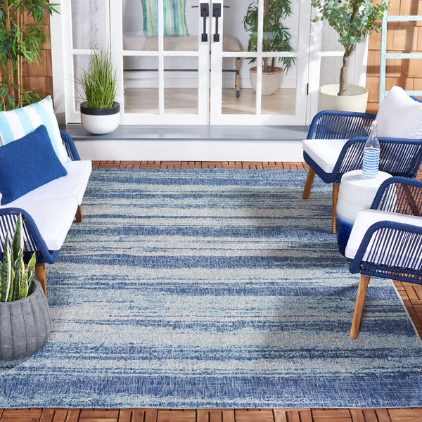 Safavieh Courtyard 8526 Power Loomed 88% Polypropylene, 12% Polyester Indoor / Outdoor Rug Grey / Blue CY8526-36812-8
