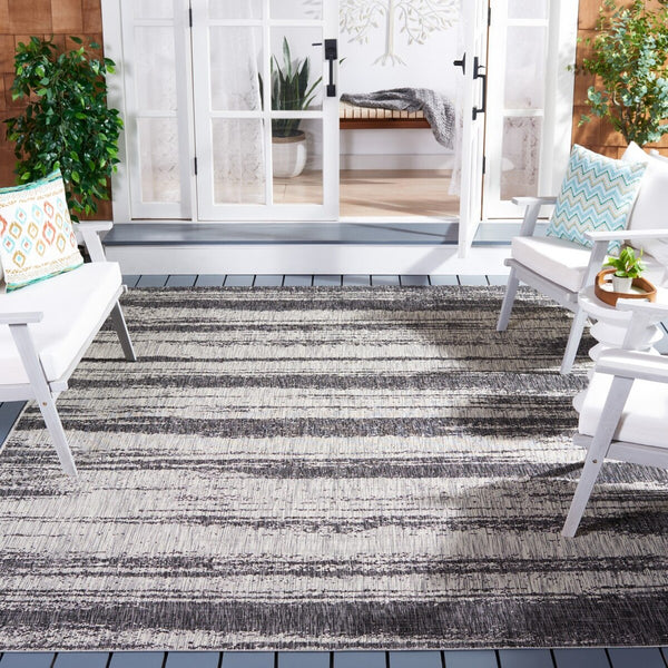 Safavieh Courtyard 8526 Power Loomed 88% Polypropylene, 12% Polyester Indoor / Outdoor Rug Grey / Black CY8526-37612-8