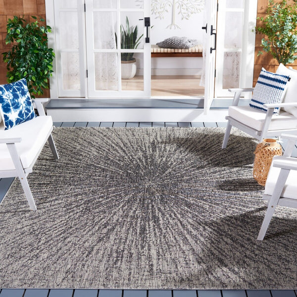 Safavieh Courtyard 8795 Power Loomed 88% Polypropylene, 12% Polyester Indoor / Outdoor Rug Grey / Black CY8795-37612-8