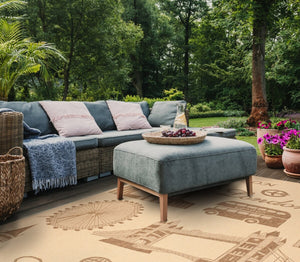 Safavieh London Outdoor POWER LOOMED  Rug Brown / Beige CY9142B-4